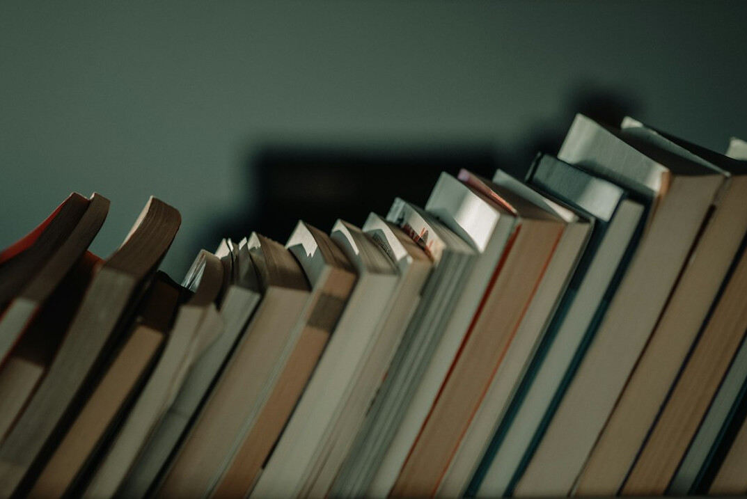 Stack of books with spines visible
