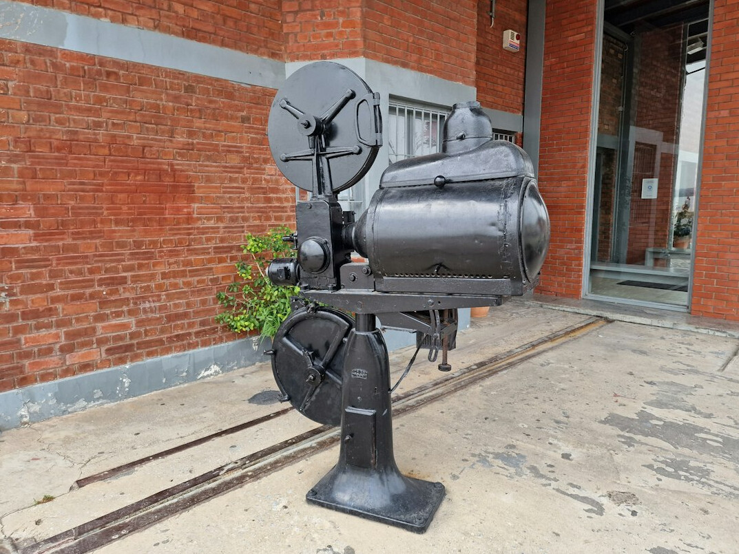 Vintage broadcast television camera on a pedestal